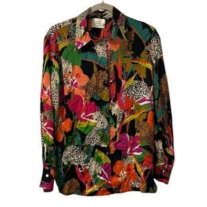 DX Collection Floral Print Button Down Shirt(Size Small)